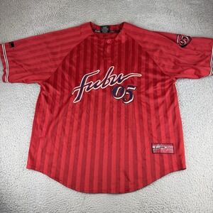 Vintage FUBU 05 Red Pinstriped Jersey Mens XL Sport Collection Streetwear Y2K